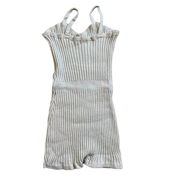 Pretty Little Thing Ribbed One Piece Romper Cream Size Medium - Picture 2 of 3